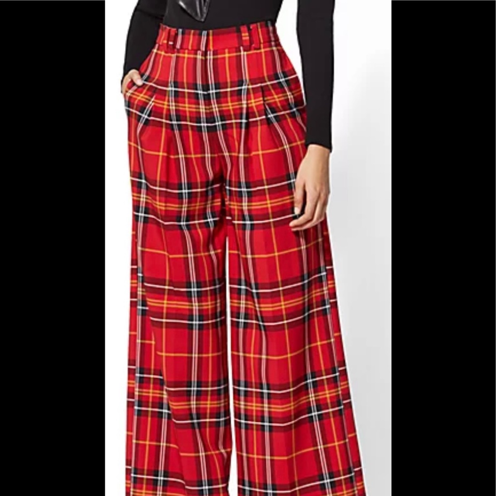 Red Tartan Plaid Palazzo Pant